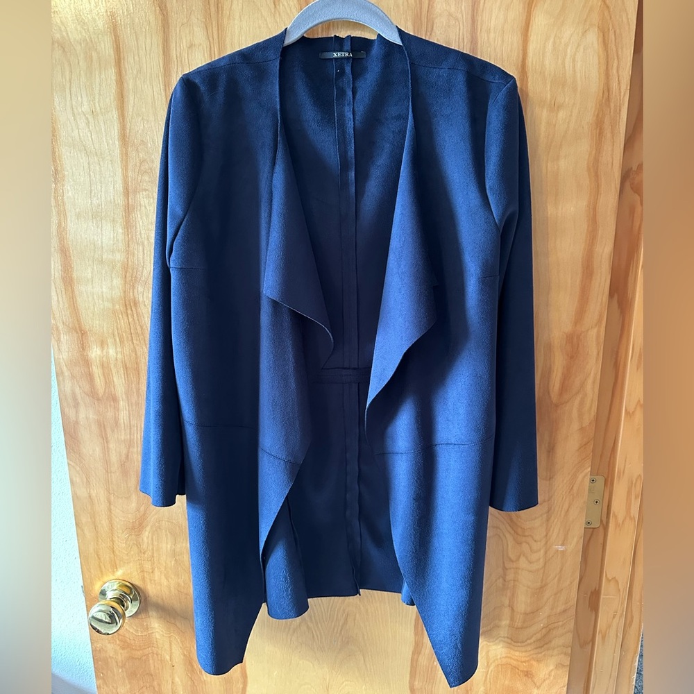 Xetra Faux Suede Open Front Blazer